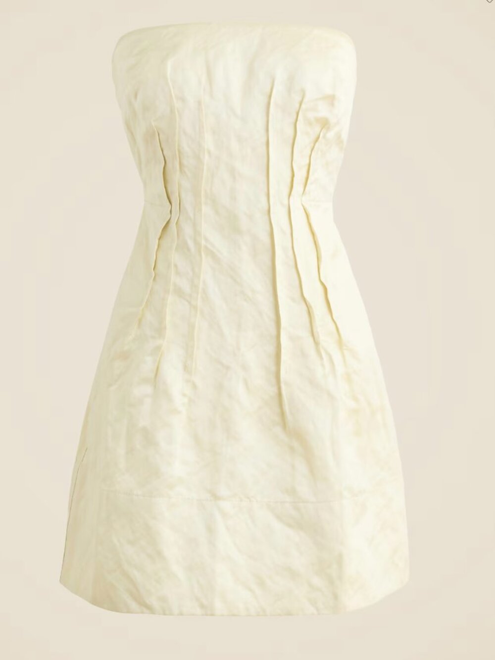 j.crew collection strapless mini dress in memory satin. size: 4. Color: ivory